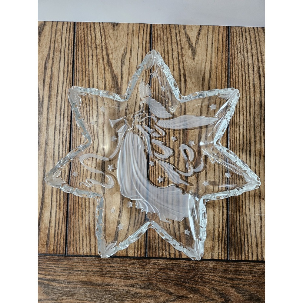 Mikasa Angel Music Crystal Glass Star Shaped Serving Platter Dish 12.5" Vintage